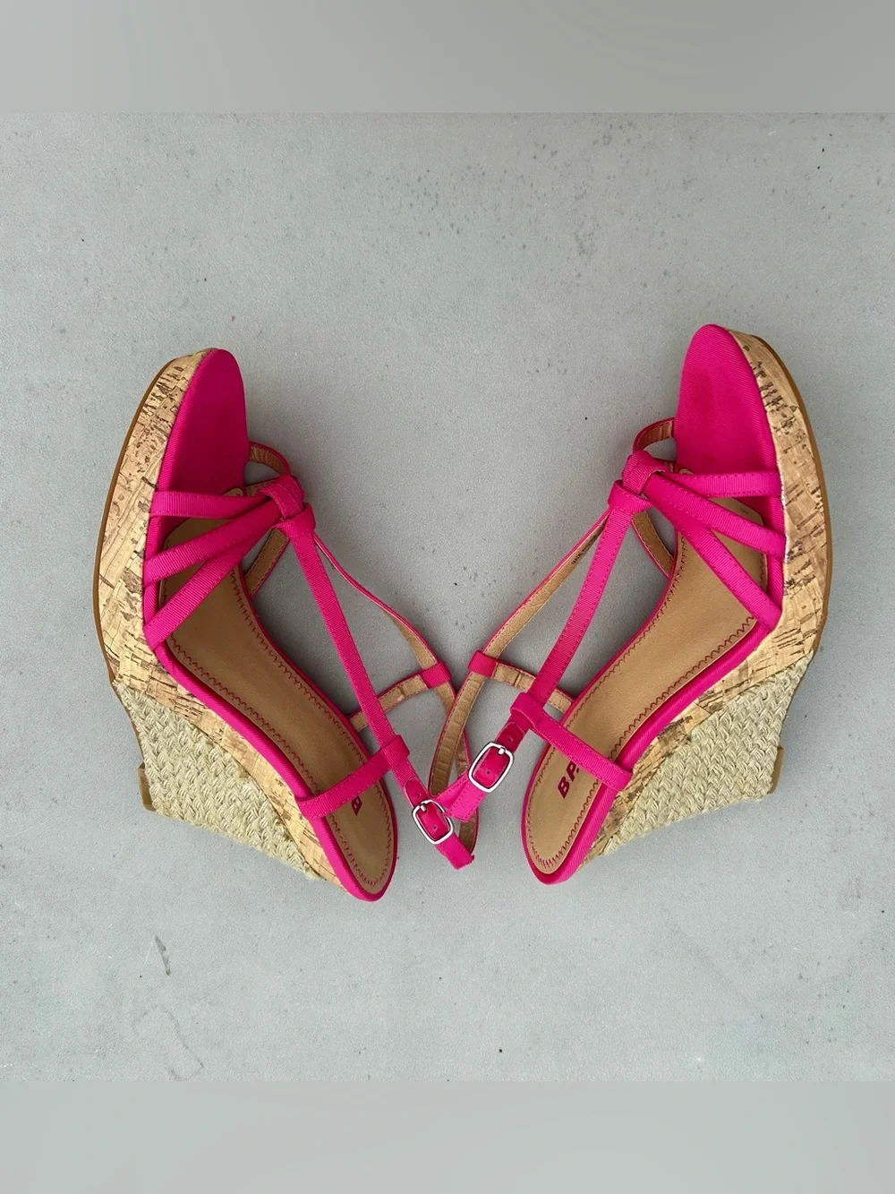BP Hot Pink Cork Platform Wedges Stella Sz.7.5
